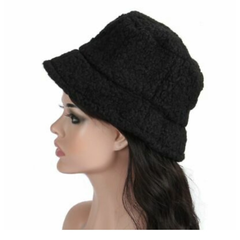 FUZZY BLACK WINTER HAT